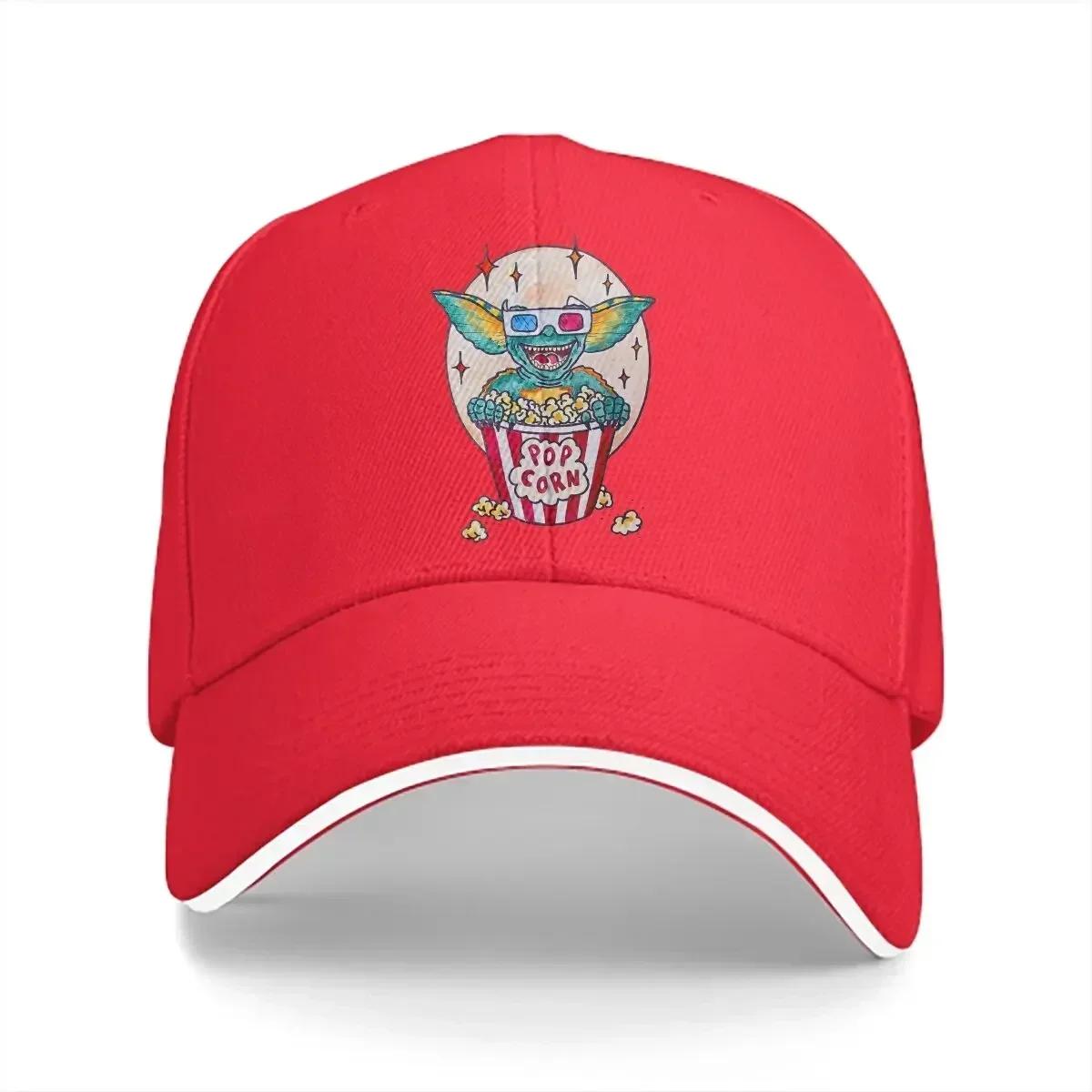 

Washed Unisexs Baseball Cap Pop Corn Sports Snapback Caps Dad Hat Gremlins Kawaii Mogwai Golf Hats 56-58cm