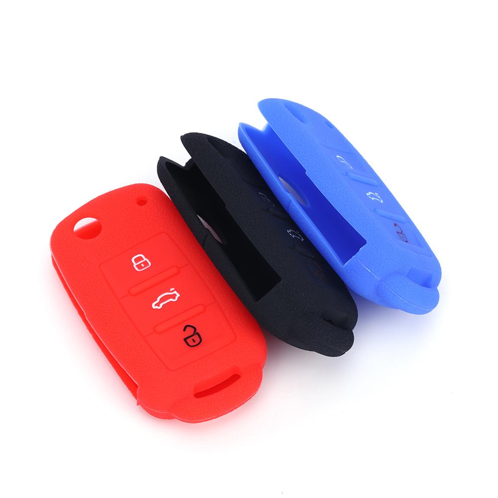 Silicone Rubber Key Fob Skin Cover Case For Vw Polo Golf 4 Mk5 6 Jetta Bora Beetle Tiguan Passat B5 B6 3 Button Remote Key