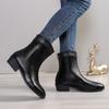 Coarse heel pointed Martin boots women's autumn and winter new large size rear zipper middle heel short boots