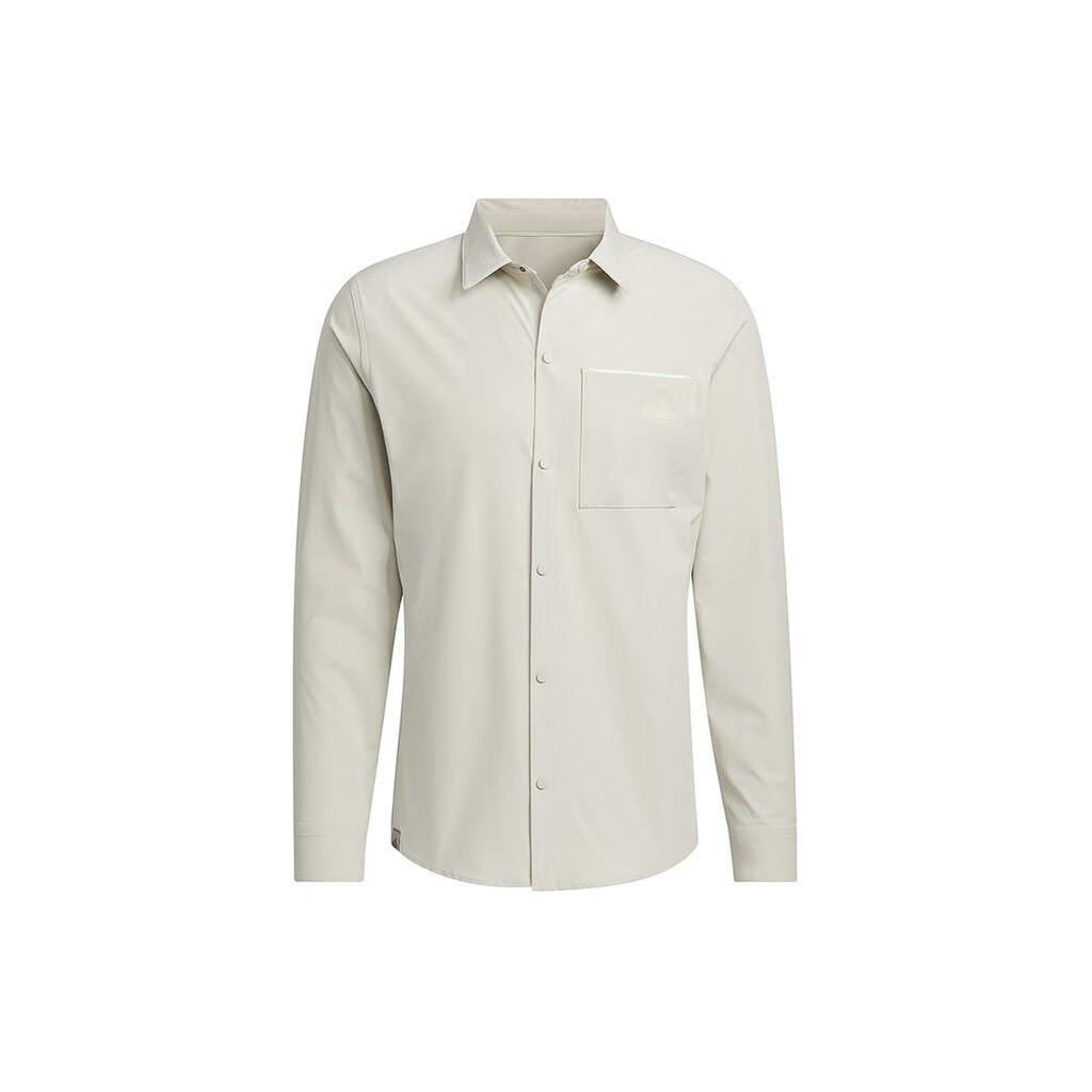 Adidas Solid Color Casual Sports Long Sleeve Shirt Men Shirts Light-Brown JE8598