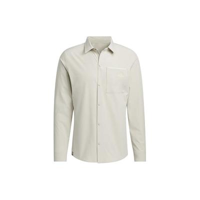 Camisa Casual Esportiva de Manga Comprida Cor Sólida Masculina Marrom Claro JE8598