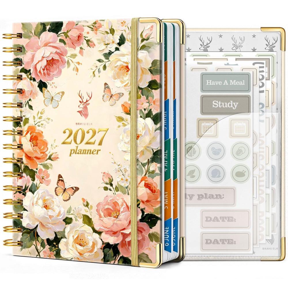 Lay Flat 180° Coil Diary Book Metal Corner Protector Spiral Notebook For Goal Tracking
