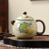 Ru kiln yellow exquisite teapot cover bowl single pot high-end tea brewer household ceramic teapot tea set Xishi pot series