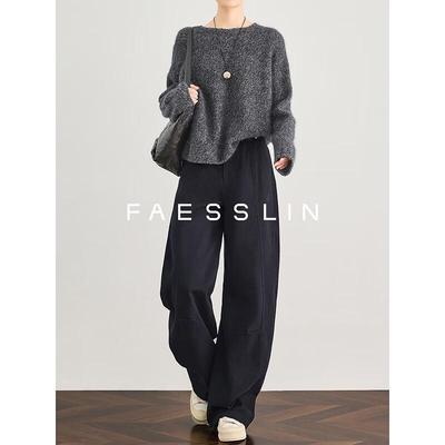 FAESSLIN Women's 100% Cotton Wide-Leg Cargo Pants