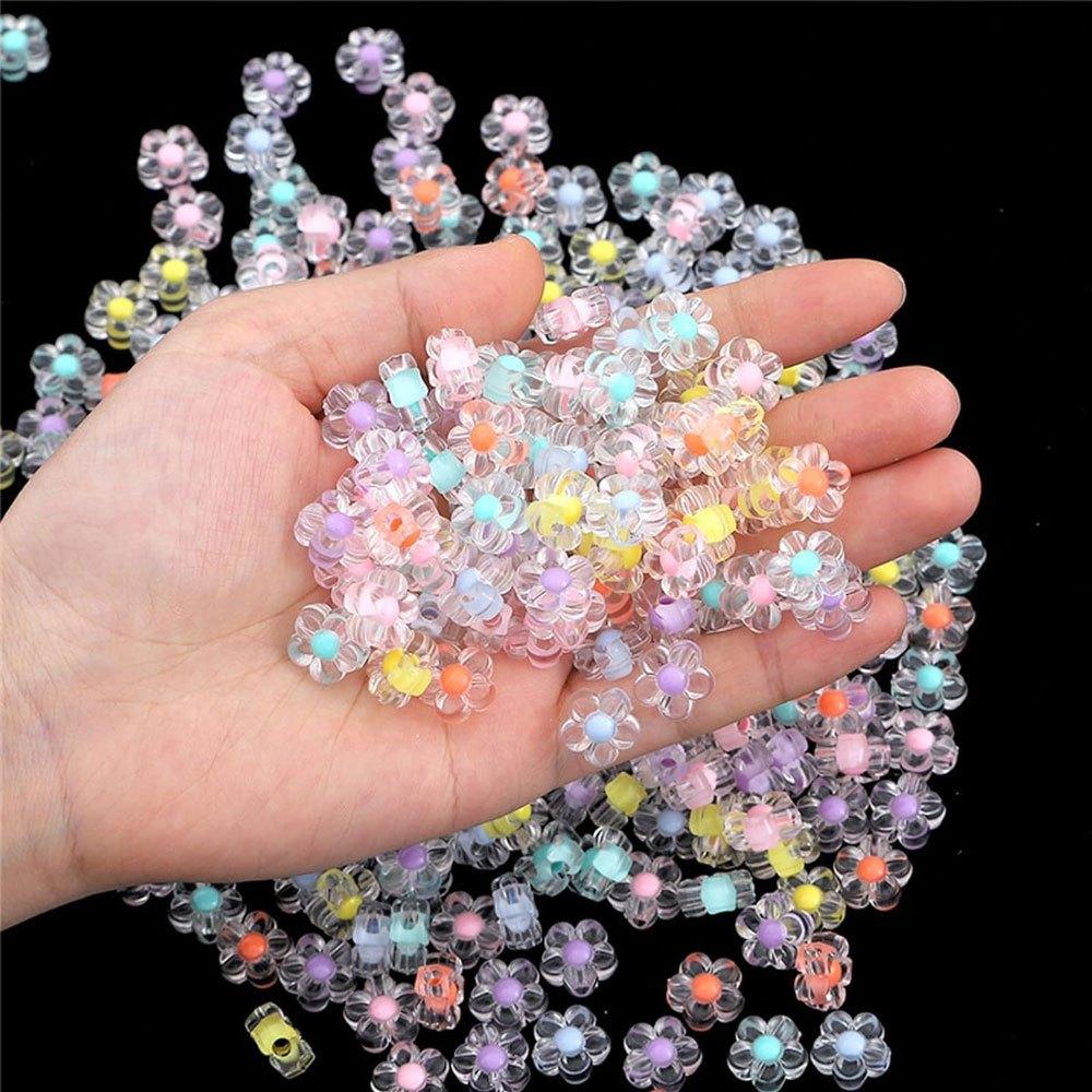 60/120pcs Acrylic Material Flower Style AB Color Illusion Decorative Beads DIY Bracelet Necklace Earrings Keychain Foot Chain