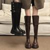 Thick-soled over-the-knee boots for women's 2025 autumn and winter new two-wear versatile soft leather retro thick-heeled knight boots long boots