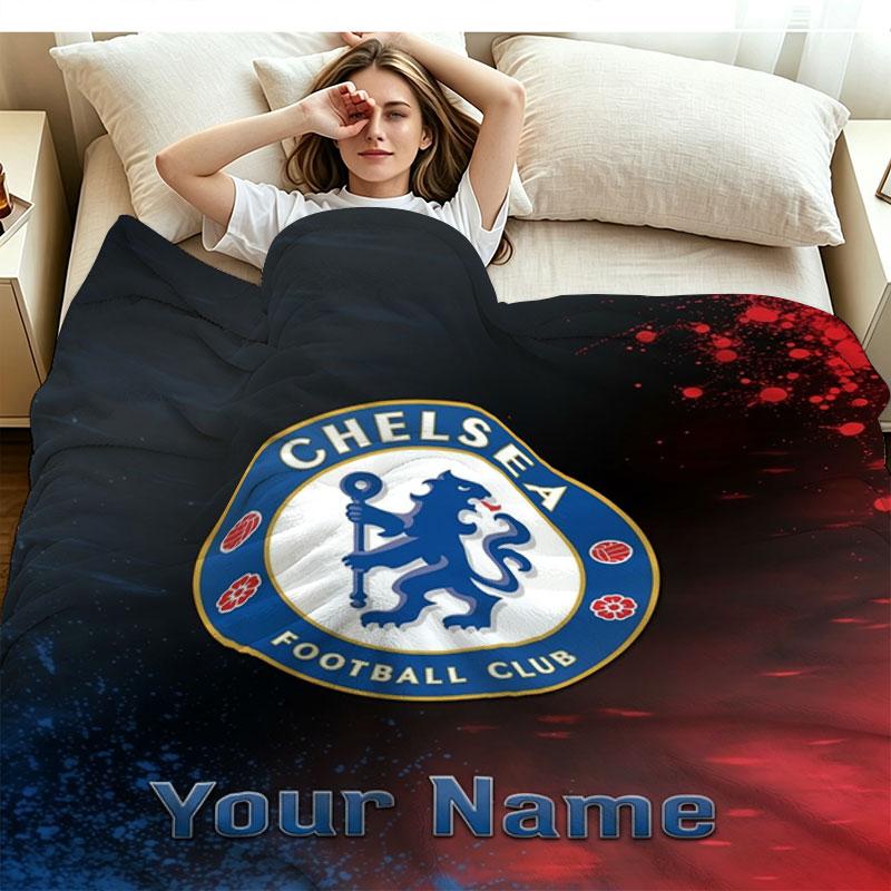 1PC Chelsea F Custom Name Patterned Flannel Blanket Suitable For All Seasons for Home Decor Warmth and Comfort Gifts Holiday Present