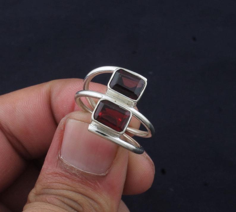 

Garnet Gemstone Handmade Designer Ring Birthstone Ring Wedding Engagement Ring 925 Silver Ring 11