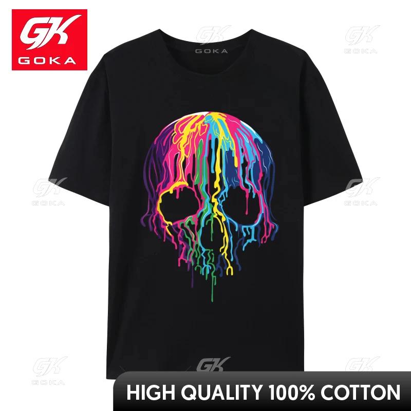 Colorful Melting Skull Art Halloween Funny Unisex Tshirt Faddish Party Cotton Unisexs Tops Tees Casual Tee Shirt Fall Wholesale