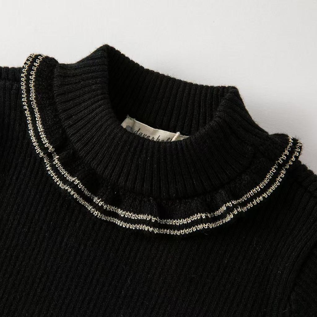 David Bella Girls' Sweater Autumn/Winter Children's Hoodie Top Middle and Large Children's Knitted Sweater