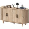 Living Room Sideboard, Oval, 4 Doors, 2 Adjustable Shelves, 147 x 40 x 76 cm, Oak