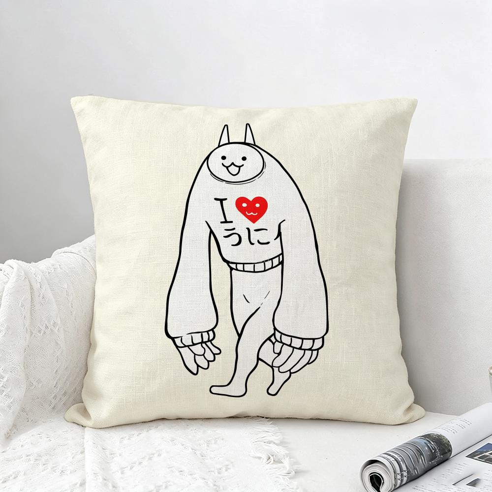 Game The Battle Cats Cushion Cover Natural Linen Pillowcase Set AllinOne Decor for Sofa Bedroom Chair