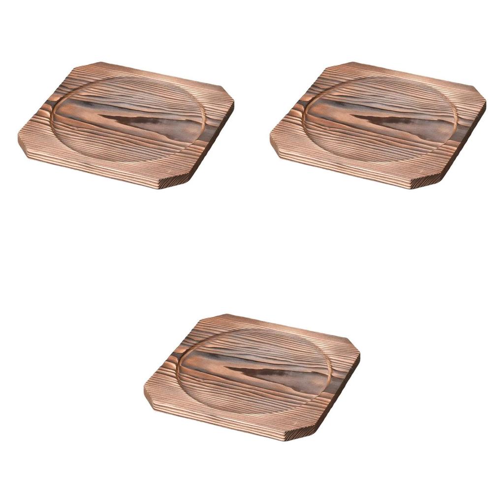 Set of 3 21cm Square Burnt Cedar Planks X 21 X Dimensions Cedar Made In Setomonohonpo (Stepped) [21 1.5cm (Inner 17.5cm)] Flooring, China,