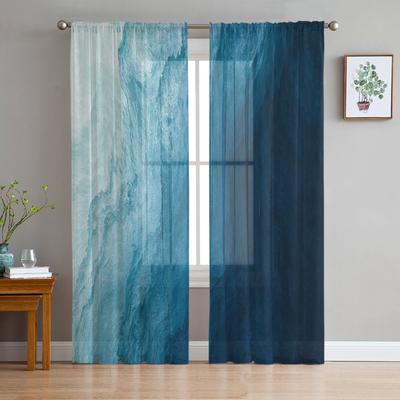 Ocean Beach Farbverlauf Wellen Transparente Vorhänge Moderner Gazevorhang für Wohnzimmer Schlafzimmer Voile-Garn Vorhänge
