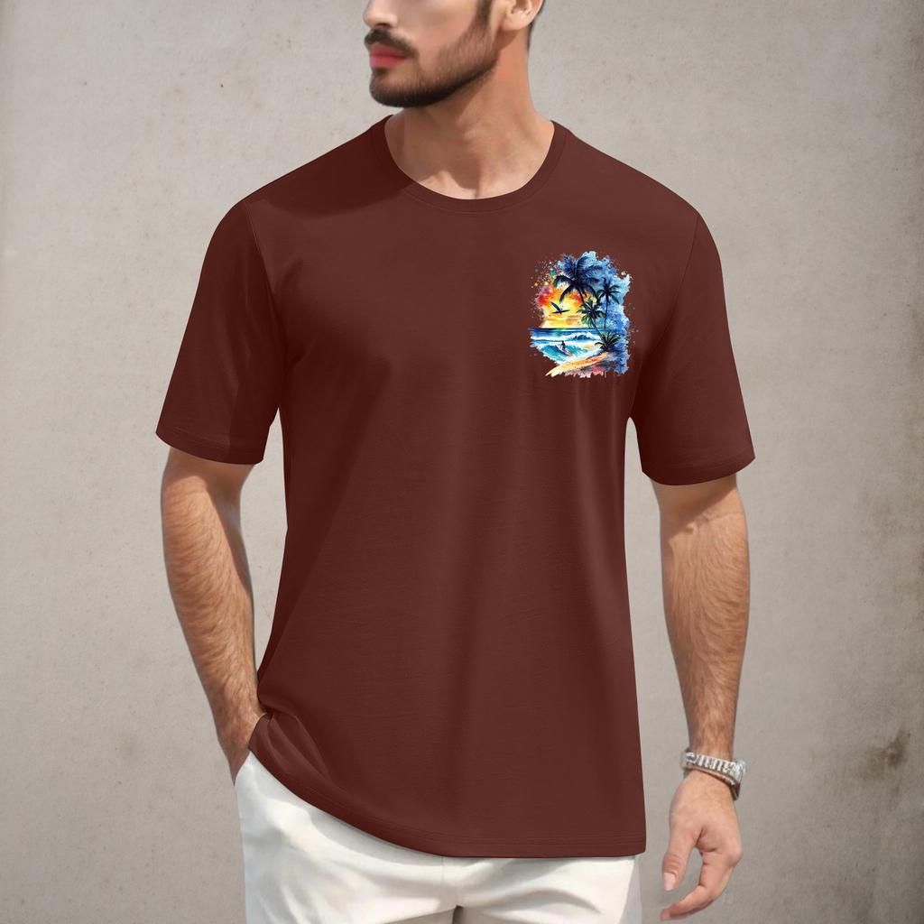 Men's Round Neck Casual Printed Short Sleeve T-Shirt