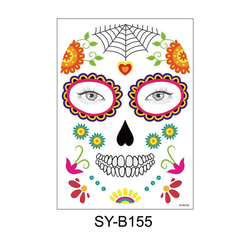 Cross Border Halloween Scene Tattoo Stickers Waterproof Sweat Day Of Dead Makeup Ball Funny Facial