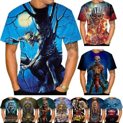 Men's Wear 3D Printing T-shirt Rock Music Round Neck Short Sleeve Heavy Metal Fashion Casual Unisex Tops