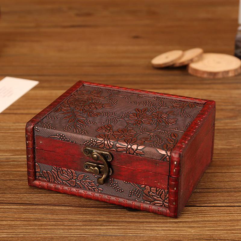 Винтажный деревянный ящик для хранения небольшой деревянный сундук для хранения сундук для пиратских сокровищ с замком безделушка ювелирное ожерелье декоративная коробка 3977₽