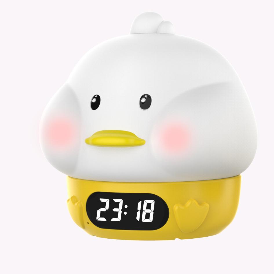 Duck Silicone Alarm Clock with Night Light and Cartoon Tap Feature