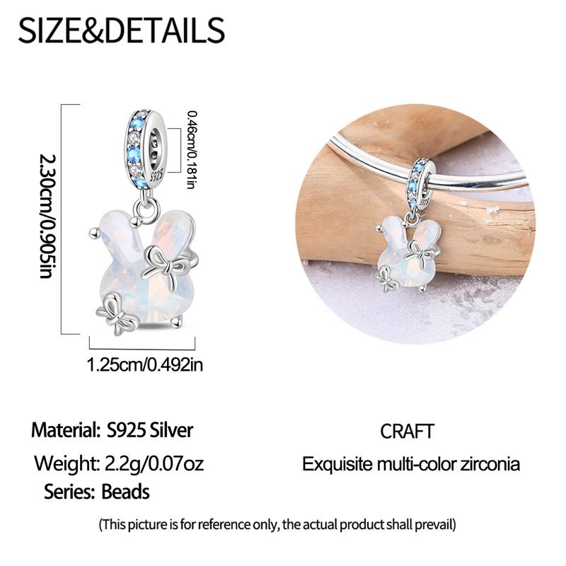 Copper Adorable Cute Rabbit-Shaped Crystal Pendants Charms Fits Genuine Charms Bracelet Women Do-It-Yourself Jewellery Gifts