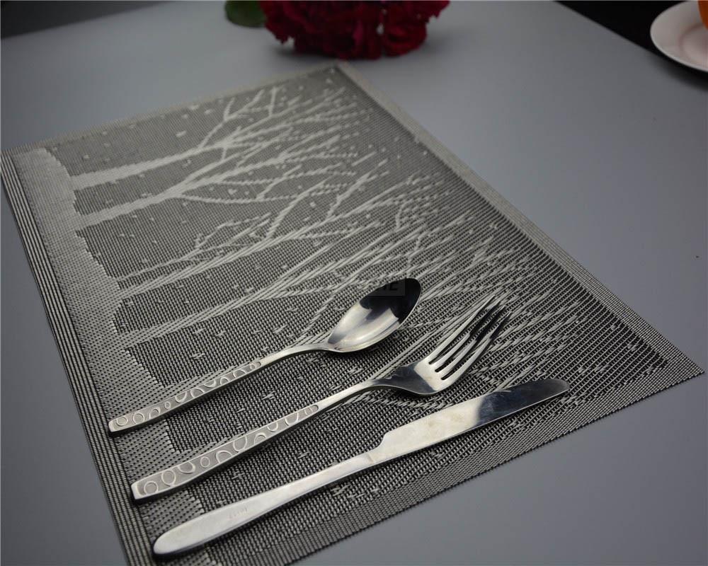 6Pcs/lot 3 Colors Blue Cartoon Dinner Placemats PVC Place Table Mats Forest Tree Tableware Dinnerware Lovely Kitchen Table Pads
