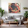 Japanese Style Black Panther And Red Snake Tapestry For Men – Fierce Old School Tattoo Wall Art, Vintage Asian Bamboo Jungle
