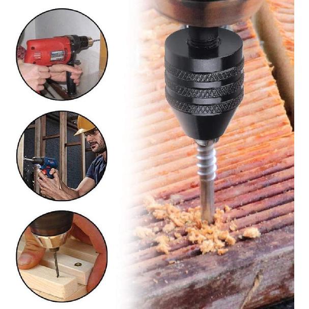 RZJZGZ 3 Pcs Keyless Drill Chuck Bit 1/4 Inch Hex Shank Keyless Drill Chuck Conversion Tool,0.3-6.5 Mm&0.3-3.6 Mm&0.8-8mm Quick Screwdriver Drill