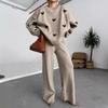 Übergroßes 2-teiliges Pullover-Set für Damen, Strickpullover, Oberteil, weite Hose, Lounge-Set, Trainingsanzug, Herbst-Winter-Reise-Outfits, Sweatsuit für Damen