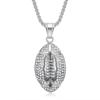 Rugby Zircon Pendant Stainless Steel Box Chain Men's Hip Hop Necklace Jewelry