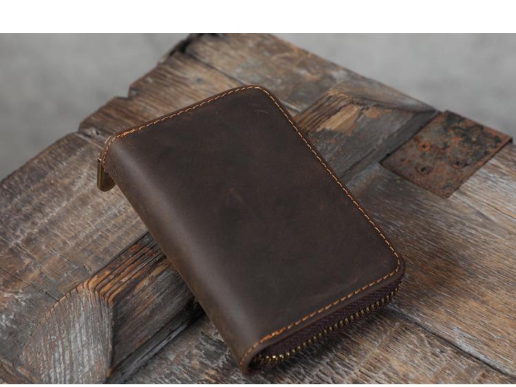 Vintage Crazy Horse Leather Accordion Card Holder with Multi-Card Slots, Coin Purse & Driver's License Pocket for Men and Women