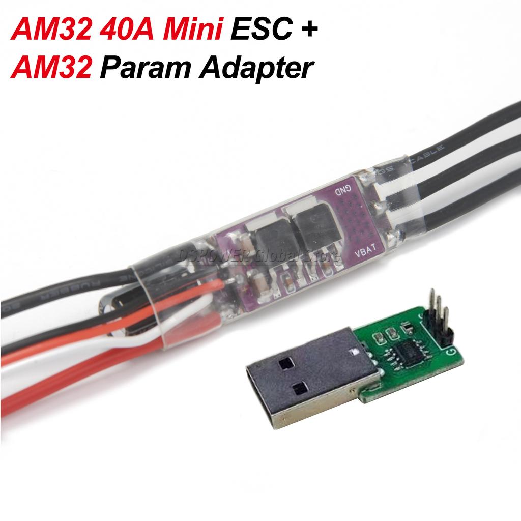 AM32 2-4S 40A ESC 32-bit Electronic Speed Controller Signal Cable Support PWM/DSHOT/Sine for RC Car Crawler Dron Brushless Motor