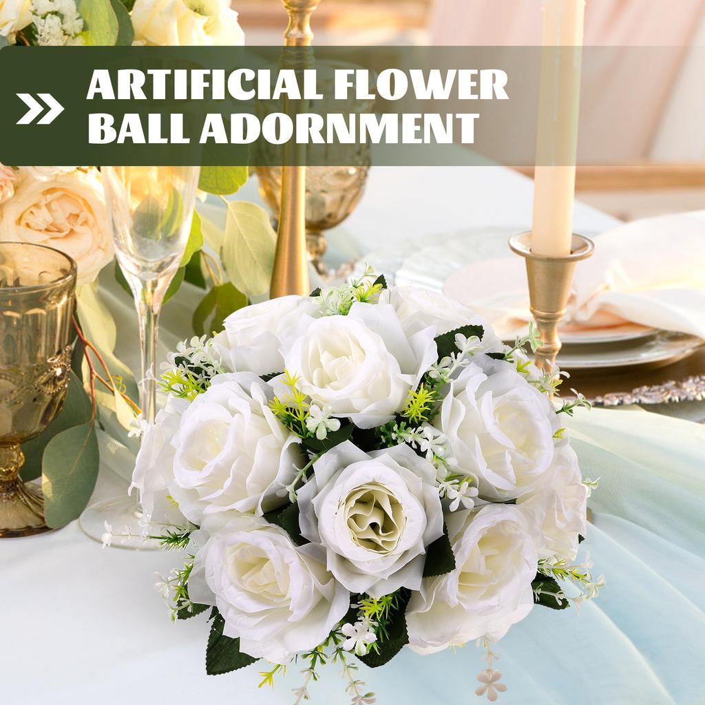 Fake Flower Ball Arrangement Simulated Rose Ball for Centerpiece Decoration Indoor Party Garden DIY Craft Lifelike Petals Fine