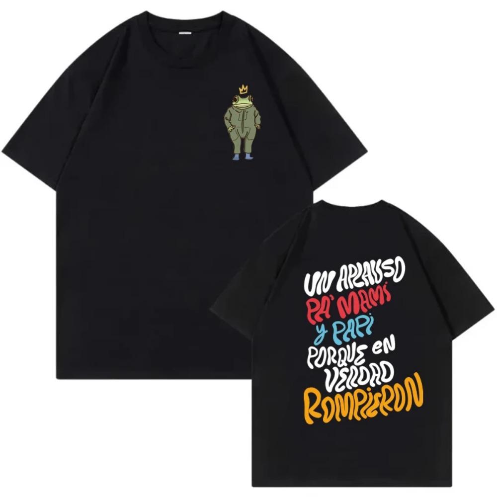 Bad Bunny Printed Cotton T Shirt Men s Clothing Casual Fashion Short Sleeved Top Women Harajuku High Quality Street Wear Short Sleeved Shirt S чёрный