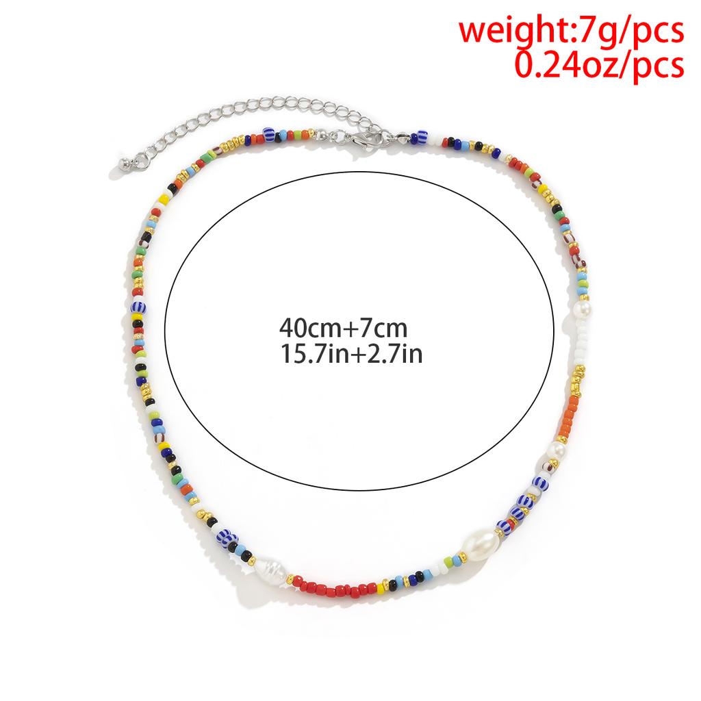 Neue Koreanische Mode Bunte Niedliche Samenperlen Kette Choker Halskette Für Frauen Barock Imitierte Perlen Perlenhalsband Boho Schmuck