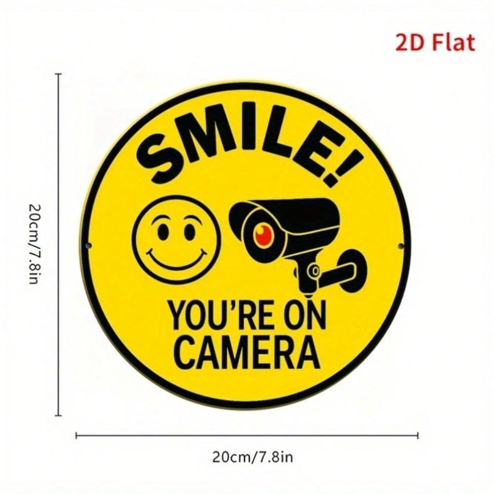 1pc Smiling Face Metal Sign, 2D Flat Printed Wall Decor, 7.87x7.87in Easy Hang Plaque for Bedroom Kitchen Dining