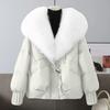 Women's Solid Color Fashionable Thick Warm Temperament Cotton Jacket With Large  Collar Cotton Coat Jacket