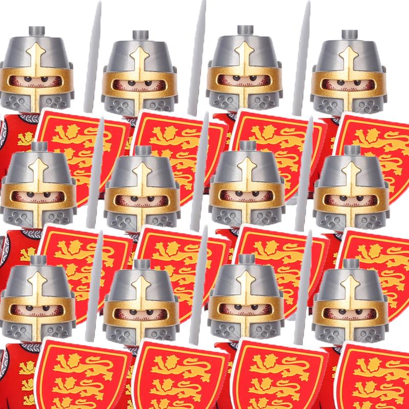 Kompatybilne MOC Średniowieczne Klocki Budowlane Postacie Żołnierze Smoczy Rycerze Czarny Lew Orzeł Zabawka Prezent Klocki Rolnik Żołnierz X048