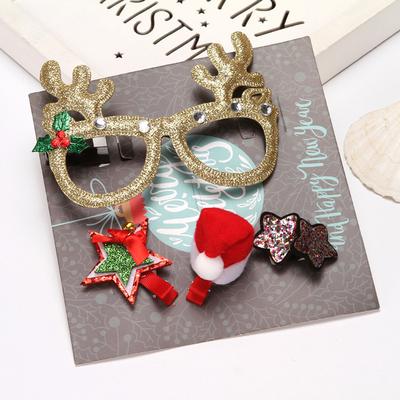 Cute Hairpin Decorative Props, Christmas Decorations, Christmas Glasses, Headband, Hairpin Set, Headgear, Glasses Set.