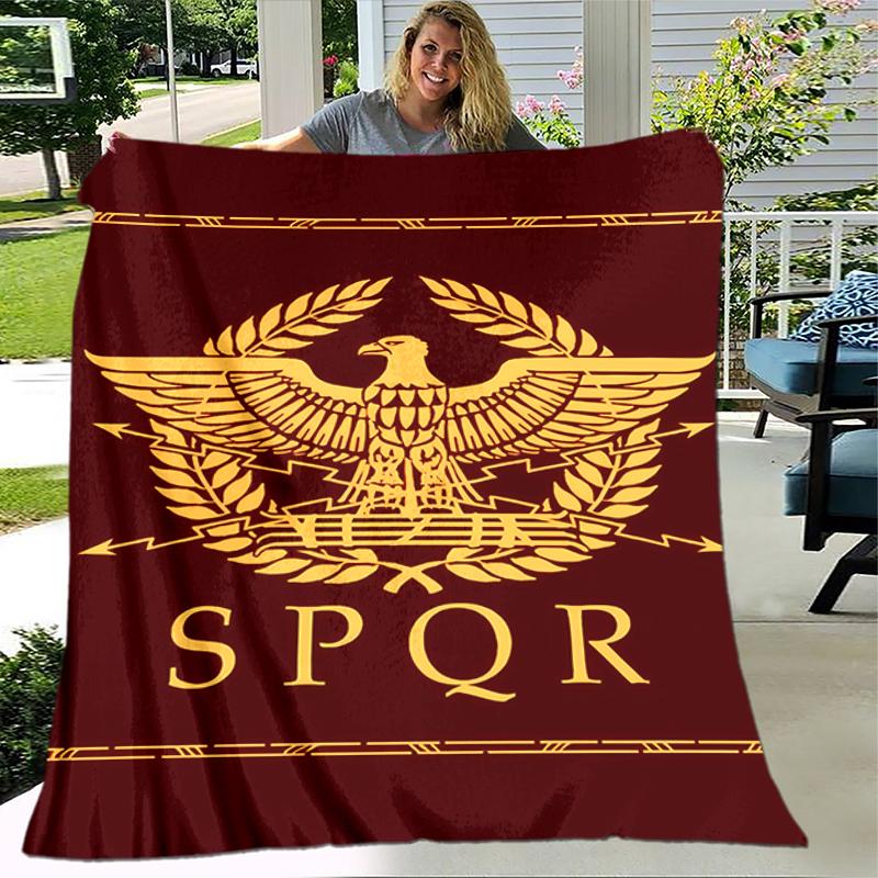 1pc Blanket SPQR Roman Eagle Print Design, Lightweight Blanket for Sofa, Bed- Soft &Warm, Gift for All Seasons Like Christmas, Halloween