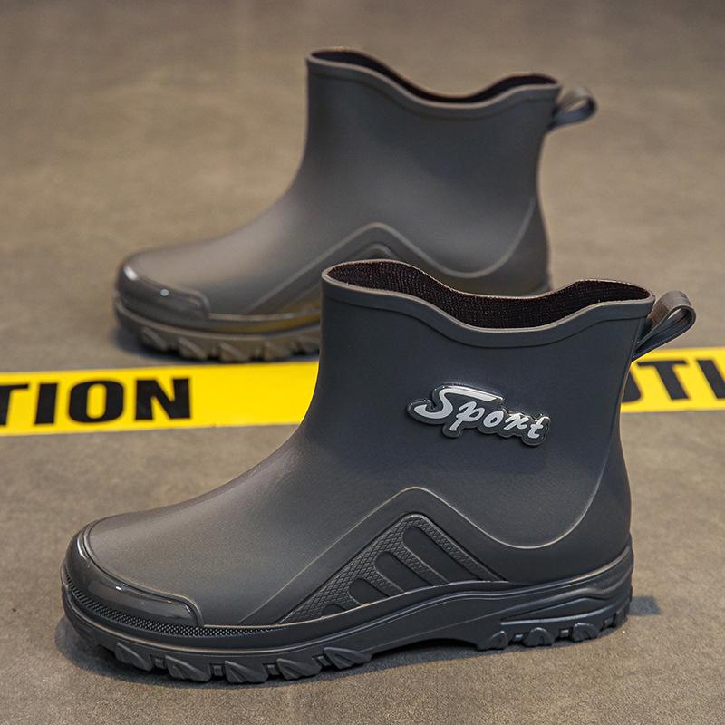 

Німецькі дощові черевики чоловіча мода нековзкі дощові чоботи середньої висоти нові спеціальні для кур єрів на винос вуличні будівельні рибальські водонепроникні черевики 44 сірий колір
