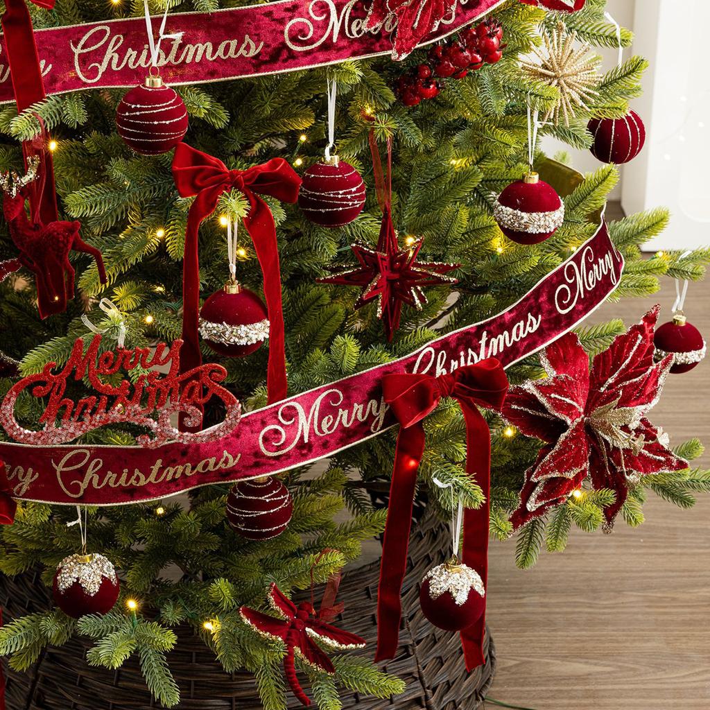 Christmas Decorations: Velvet Ribbon, Velvet Bow Pendants, Christmas Tree Ornaments, Christmas Setting Scenes