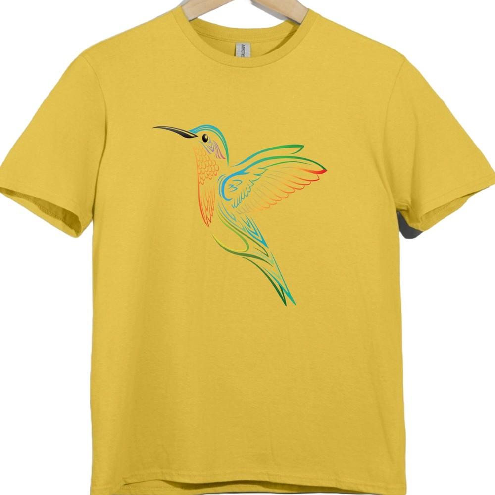Hummingbird T Shirt Floral Bird Graphic Tee Colorful Nature Garden Lover Top