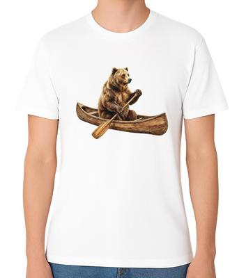 Bear Canoeing T-Shirt Funny Outdoor Animal Canoe Boat Adventure Unisex Tee