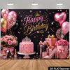 2D plane birthday happy banner background black background with pink-gold design featuring zyc
