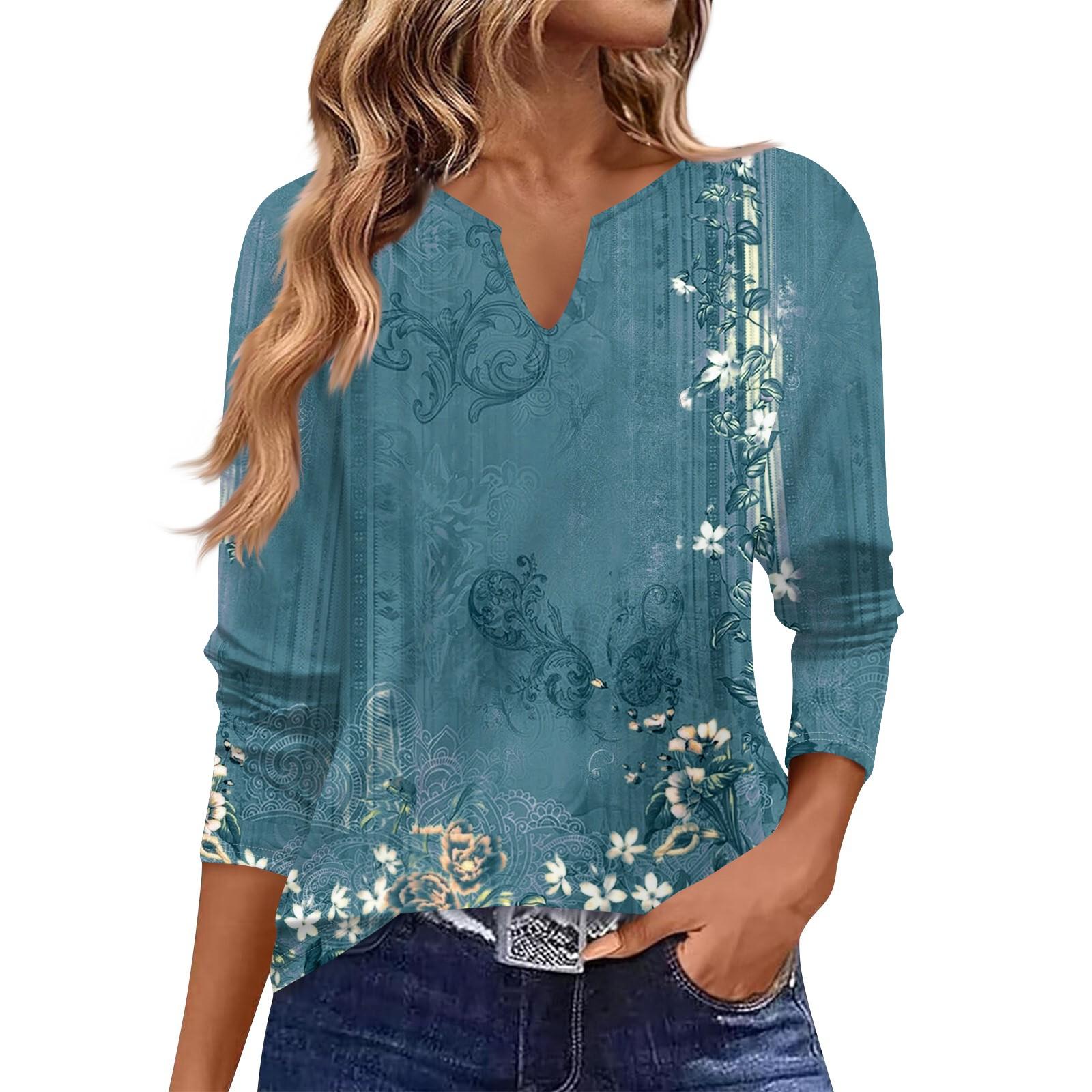 

V-neck Women s Casual Long-sleeved Retro Solid Color Small V-neck T-shirt Top L