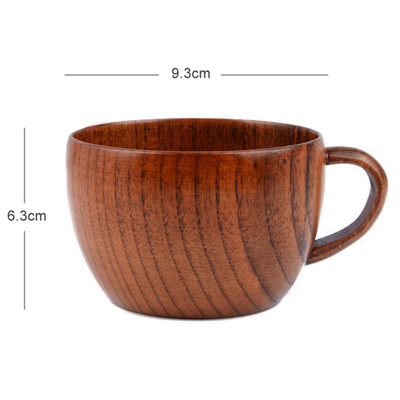 Wooden Cup Japanese Style Tea Mug Natural Wood Water Cup Kids Juice Milk Drinking Cup Coffee Mug Teacup 200ML Home Drinkware