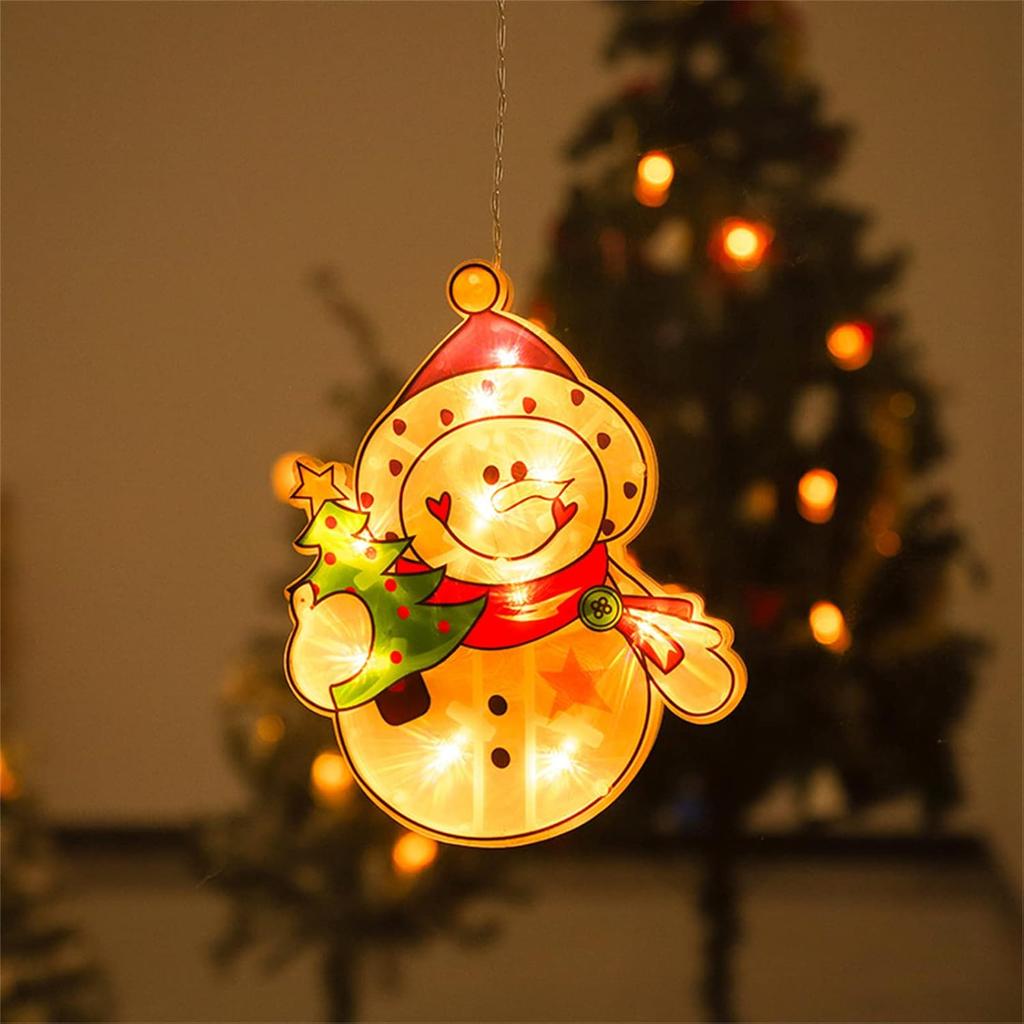 1pc Christmas Hanging LED Sucker Lamp Light Santa Claus Snowman Holiday Window Display Year Decoration Xmas Party Supply