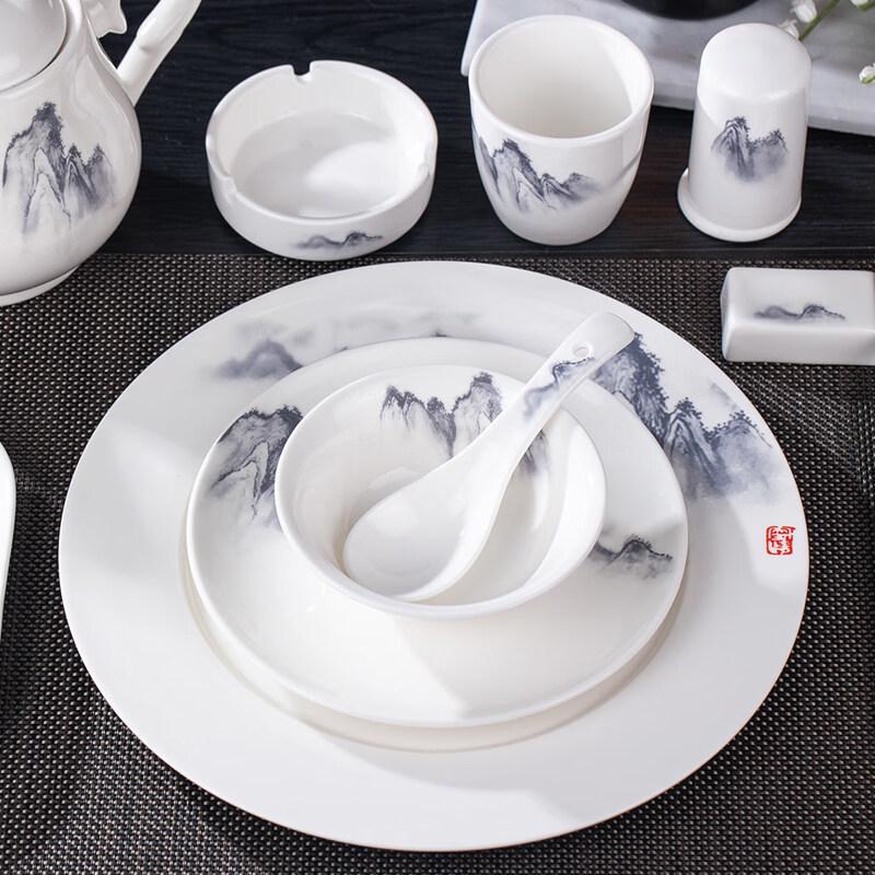 New Chinese Style Ceramic Dinnerware Set with Landscape Design