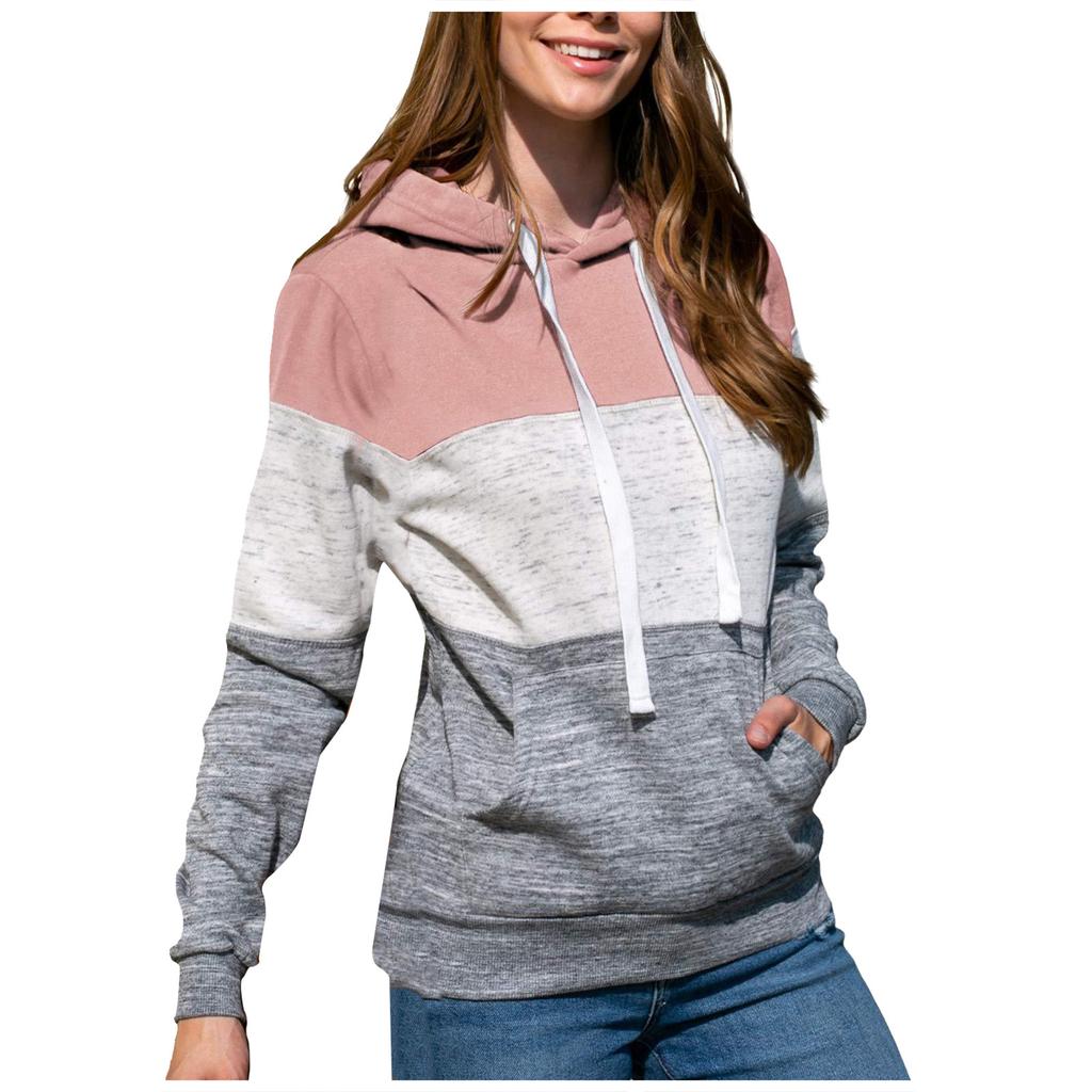 Women's Plus Size Pullover Hoodie Long Sleeve Casual Sweatshirt with Drawstring Hood and Kangaroo Pocket Lightweight