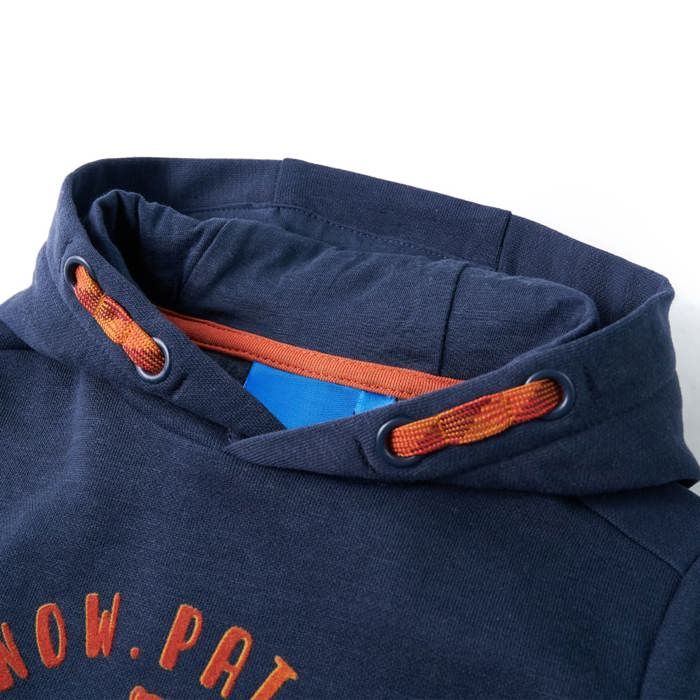 Sweatshirt à capuche pour enfants mélange bleu marine et orange 92/104/116/128/140